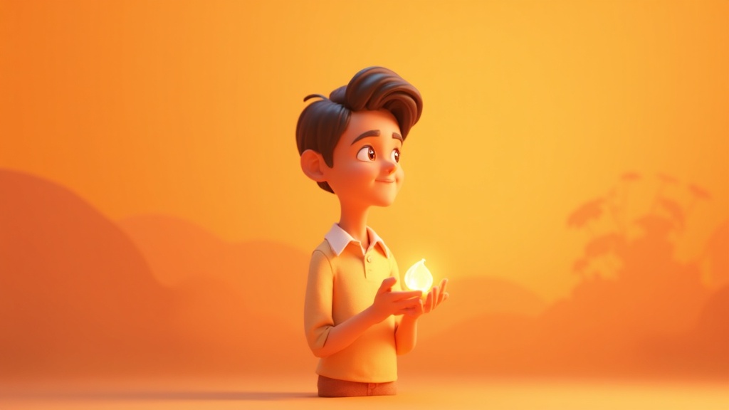 Pixar-style cartoon illustration of a young Jesus teaching children, representing the Jesus story for kids.
