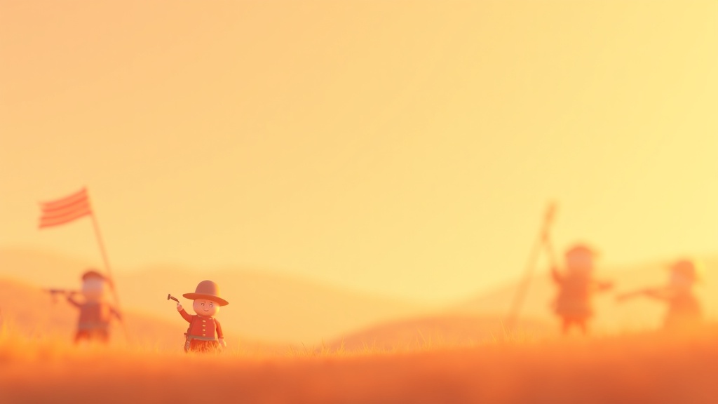 Cartoon Minutemen soldiers celebrating the American Revolution for a kids' history podcast article.