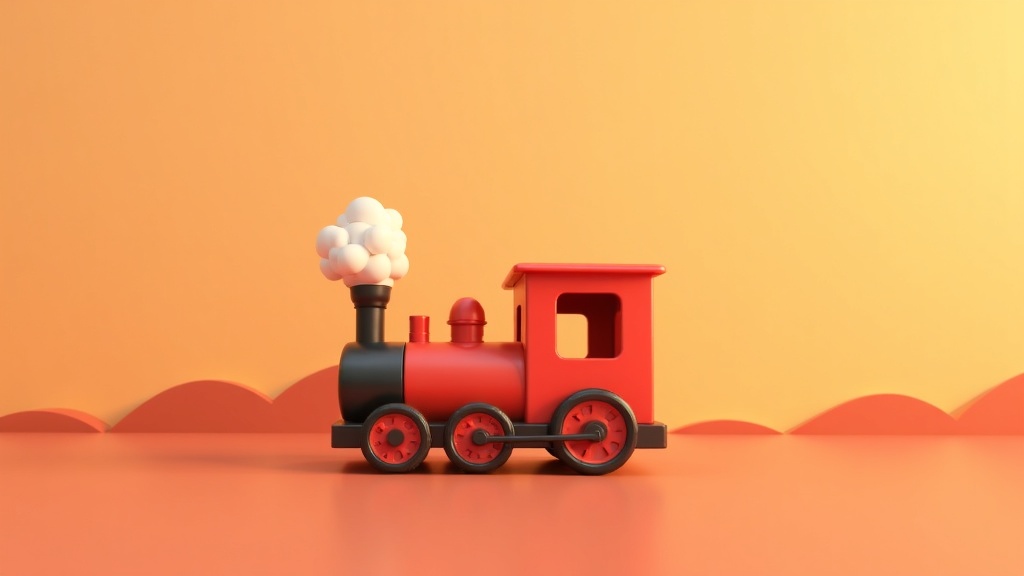 A colorful Pixar-style illustration of a chugging steam train for a kids' history article.